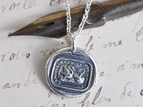 two swans wax seal necklace