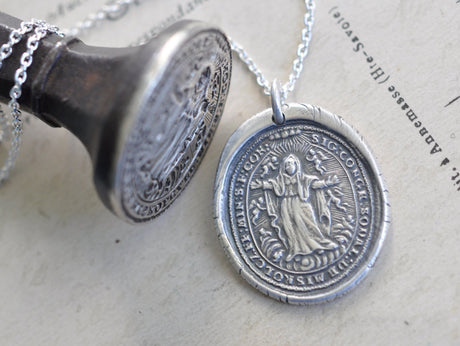 guardian angels wax seal necklace
