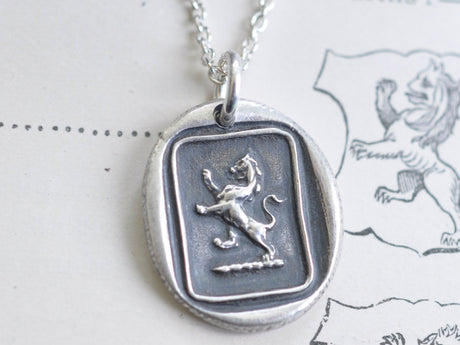lion rampant wax seal necklace