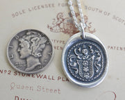 three flowers family crest wax seal necklace - family crest wax seal jewelry