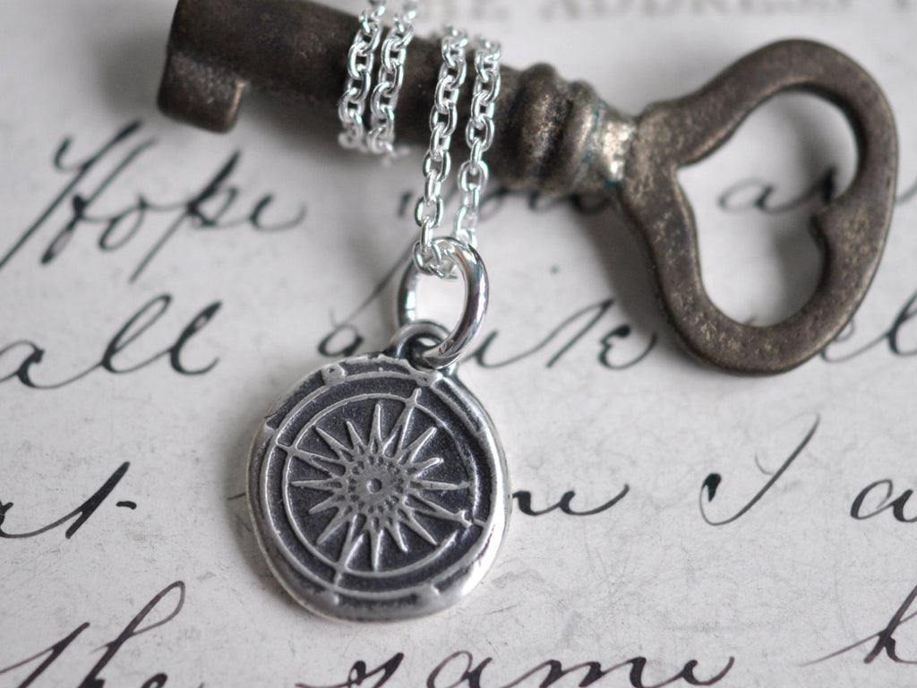 compass rose wax seal necklace