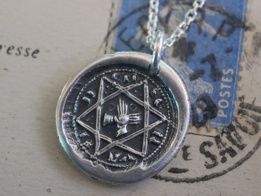 star of david wax seal necklace