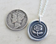 rose wax seal necklace - wax seal jewelry