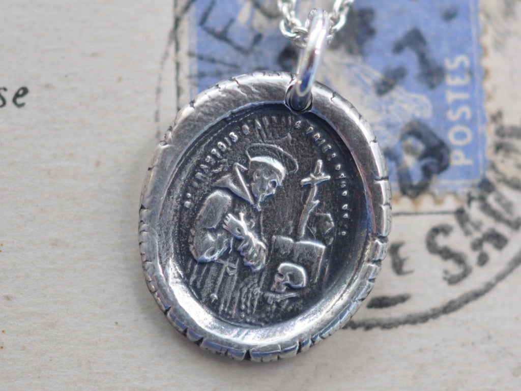 saint francis wax seal necklace
