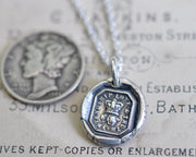 rose and crown wax seal necklace - friendship, love, truth