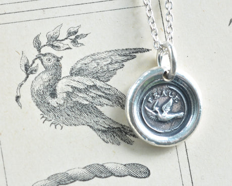 peace dove wax seal necklace