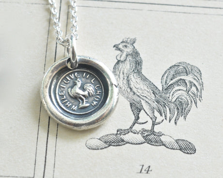 rooster wax seal necklace