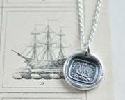 such is life ship wax seal necklace pendant