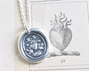 flaming heart wax seal necklace