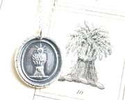 wheat sheaf wax seal necklace
