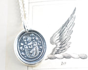 wing crest wax seal necklace